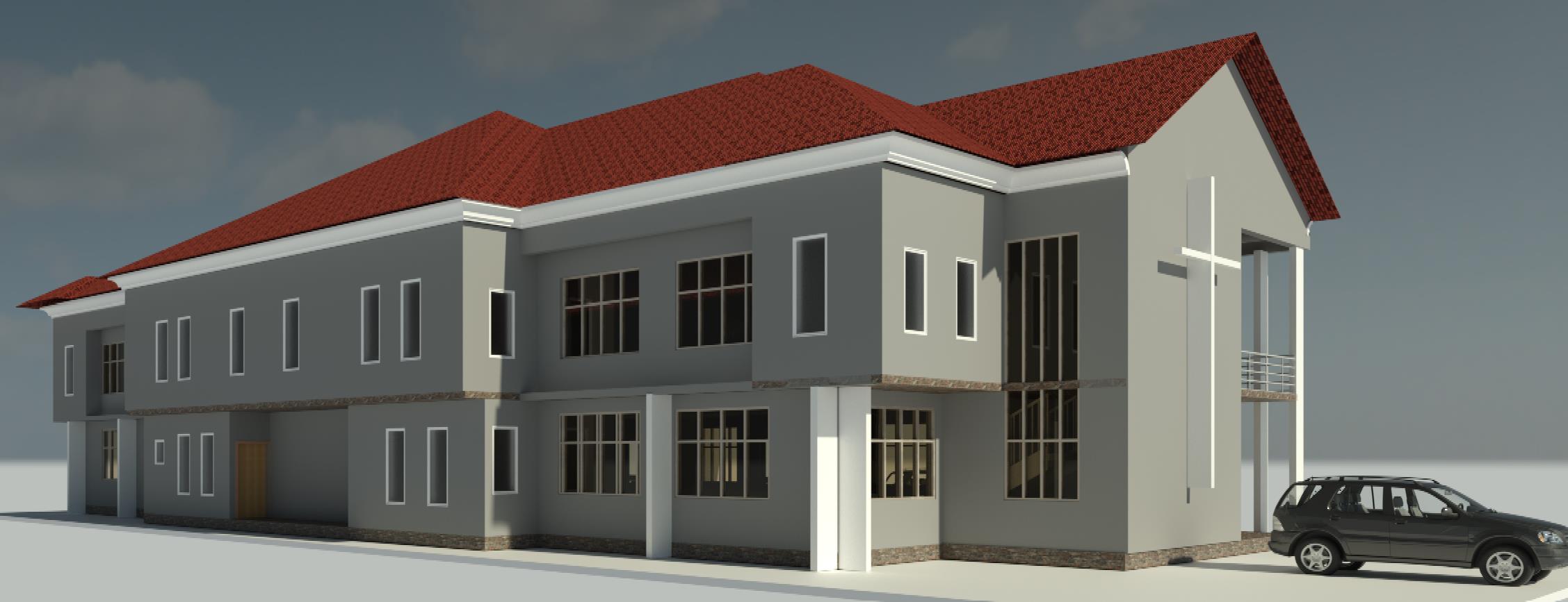 Front view of the proposed Archangels Catholic Church building
