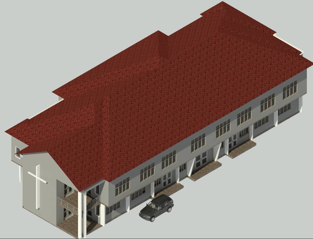 Aerial view of the proposed Archangels Catholic Church building